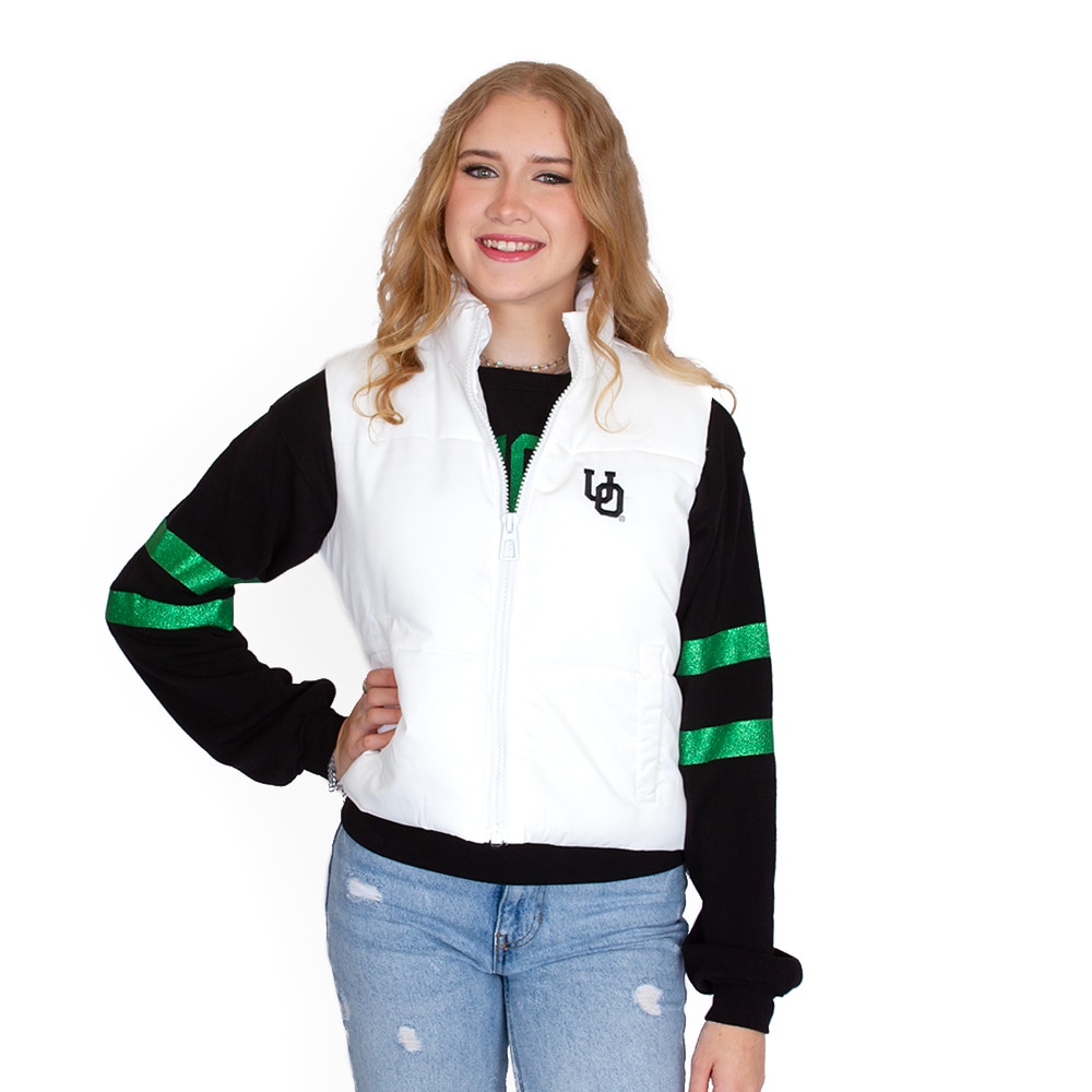 Interlocking UO, Zoozatz, White, Vest, Women, Puffer, 796964